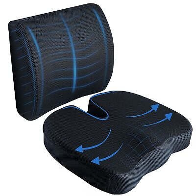 #ad Memory Foam Seat Cushion Lumbar Support Ergonomic Back Support for Office Car $29.99