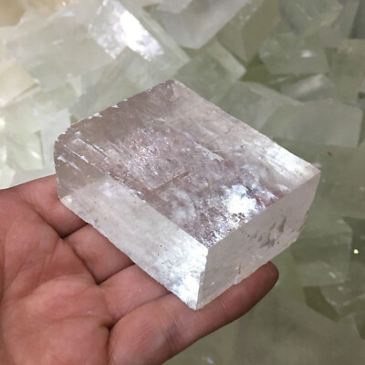 #ad 1 PC Natural Calcitee Raw Iceland Spar Optical Stones Clear Mineral Specimen $9.79