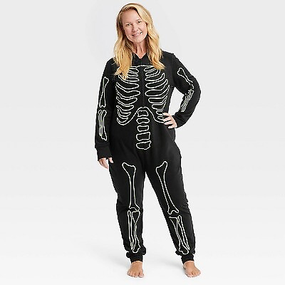 #ad Women#x27;s Glow In The Dark Skeleton Halloween Matching Family Union Suit Hyde amp; $14.99
