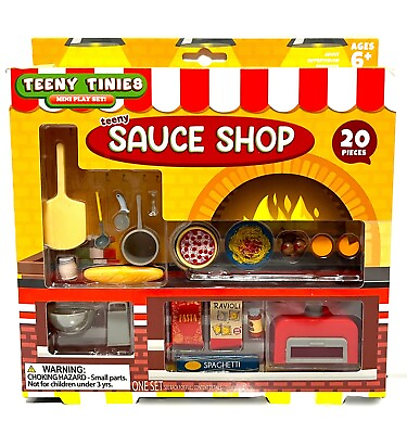 #ad Teeny Tinies Mini Food Playset Sauce Shop Pizza Baking Italian Treats 20 Pieces $13.50