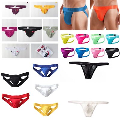 #ad Sexy Men#x27;s Sexy Briefs T Back Thong Underwear Low Rise Bikini G String Swimwear $3.79