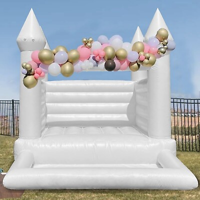 WARSUN Inflatable White Bounce House with Blower 100% PVC Jumper Bouncy Castle $580.79