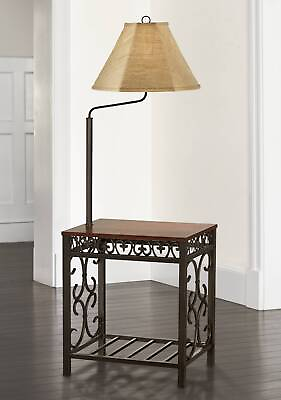 #ad Travata Rustic Floor Lamp with End Table 54quot; Tall Bronze Scrollwork Swing Arm $149.99