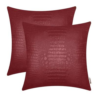 #ad Faux Leather Pillow Covers 16 X 16 Inches Deep Red Leather Pillow Covers Pack... $24.93
