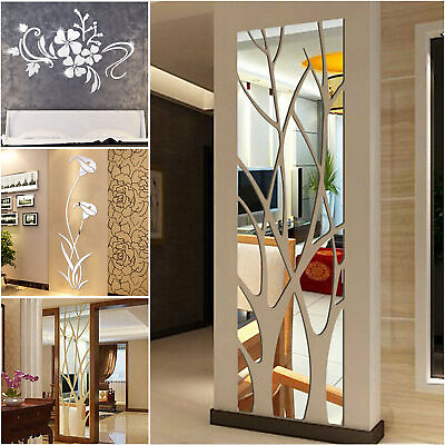 #ad 3D Mirror Tree Art Removable Wall Stickers Acrylic Mural Decal Home Room Decor $13.48