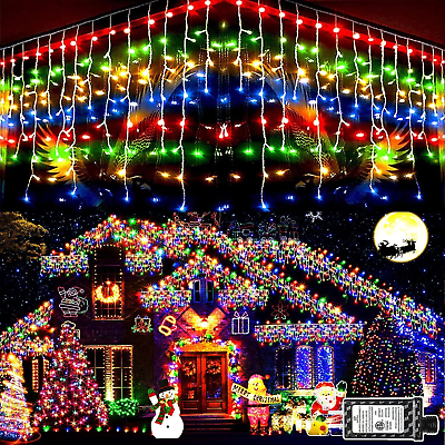 #ad Christmas Lights Outdoor Decorations LED 164Ft String Light Clear Wire Mulicolo $190.87