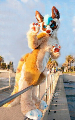 #ad #ad Halloween Long Fur Husky Dog Fox Fursuit Mascot Costume Suit Cosplay Dress #391 $292.56