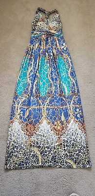 #ad Stunning Ladies Maxi dress Vibrant Summer Colors Empire waist Size Small $29.99