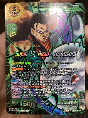 #ad Super 17 Ready to Absorb PRERELEASE Z Leader Foil Dragon Ball Super Card Game NM $4.89