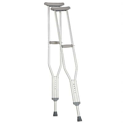 #ad Pushbutton Lightweight Aluminum Underarm Crutches Youth Silver 250 lb $25.39
