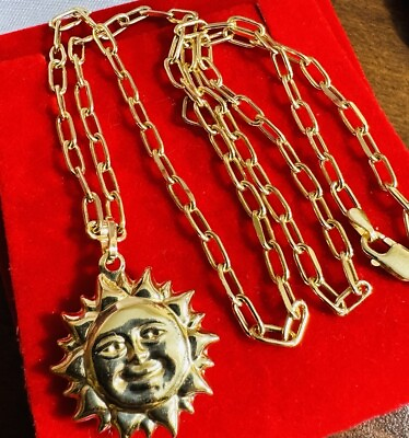 #ad 18K 750 Solid Fine Gold SunFlower Necklace Women’s 18” long 7g 3.2mm $823.00