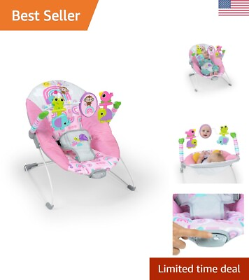 #ad Portable Baby Bouncer with Vibrating Seat amp; Interactive Toys Pink Paradise $52.99