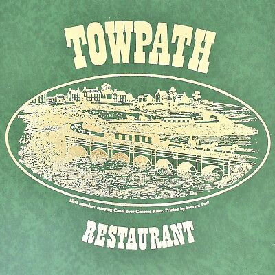 #ad 1972 Towpath Restaurant Menu Hilton Inn Campus Jefferson Road Rochester New York $54.25