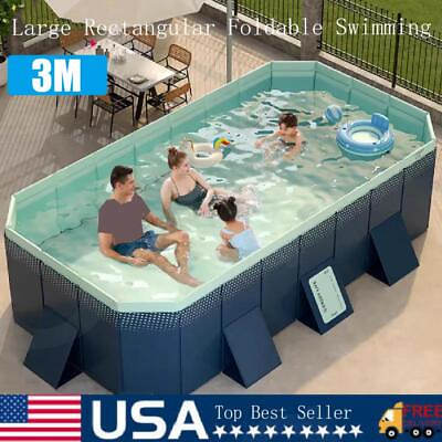#ad Large Rectangular Foldable Adult Kiddie Above Ground Outdoor Swimming Pool 3M $180.99