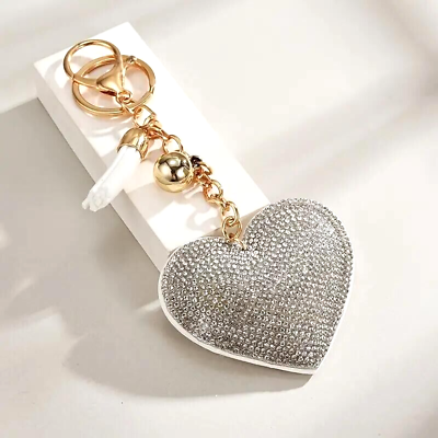 #ad Gray Heart Shape Keychain Handbag Pendant Keychain Pendant Bag Charm Gift Women $15.98