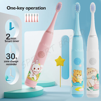 #ad #ad Electric Toothbrush USB Rechargeable 4 Modes Kids Brush 6 Heads for 3 12 Years $12.89