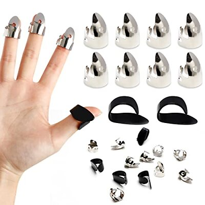 #ad 12PCS Steel Finger Thumb Picks Set Including 8 Pieces Silver Stainless Finger... $11.04