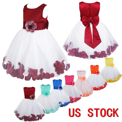 #ad US Girls Flower Petals Princess Dress Sleeveless Flower Kid Dress Tulle Dress Up $17.61
