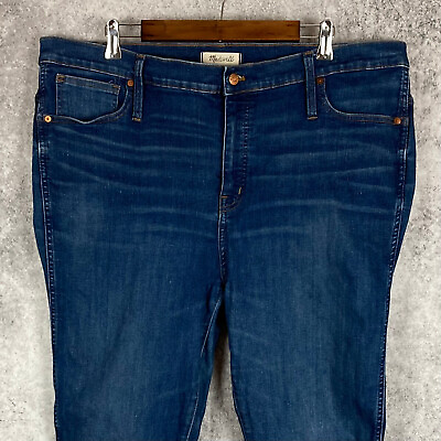 #ad Madewell womens skinny high rise raw hem jean plus size 36 TALL stretch slimming $15.63