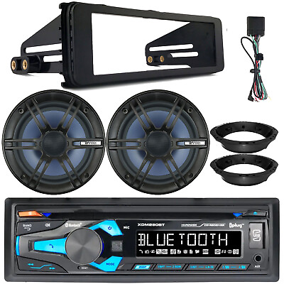 #ad in Dash CD Receiver 2x 6.5quot; 120W Speakers w Adapters Harley Radio Install Kit $153.99