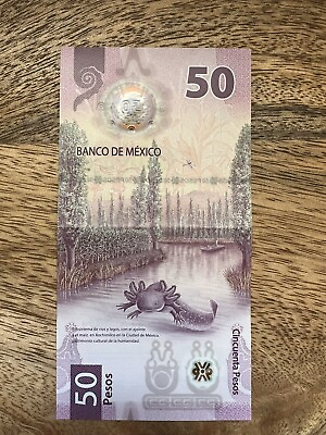 #ad Mexican Bill 50 Pesos Ajolote 2023 Exquisite Design Axolotl Mexico Banknote $9.99