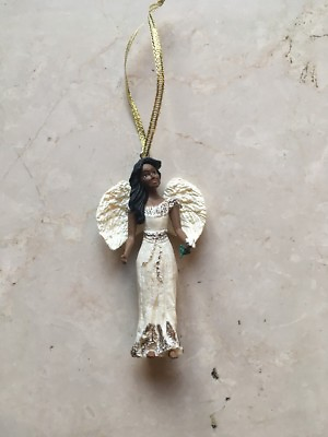 #ad My Good Angel Handcrafted 4quot; Angel Figurine Ornament Holiday Decorate Dark Skin $3.83