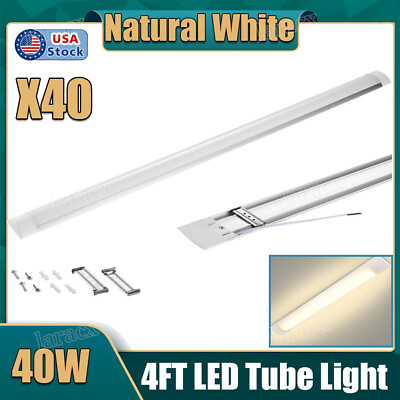 #ad 40X 4FT LED Batten Tube Light Shop Lights Workbench Garage Ceiling Fixture 4000K $456.99