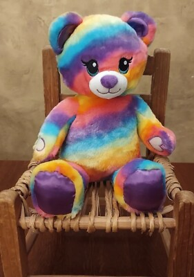 #ad Build A Bear Colorful Rainbow Bear Plush Stuffed Bear Sticky Hands W Sound Box $14.95