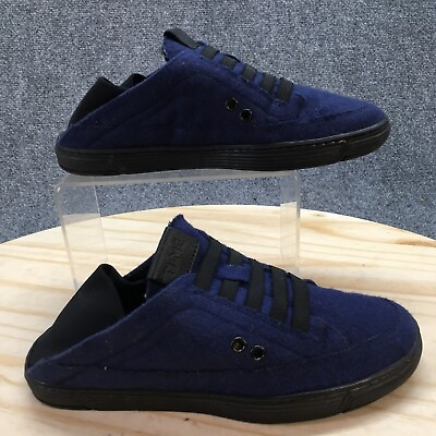 #ad Time Shoes Womens 7.5 Wide Slip On Sneakers Blue Wool Casual Comfort Low Top $25.99