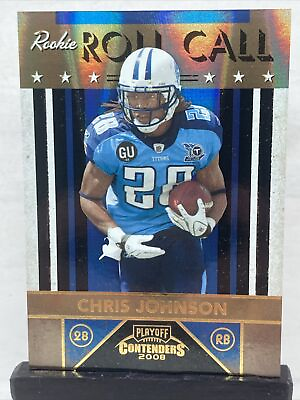 #ad Chris Johnson 2008 Donruss Playoff Contenders ROOKIE ROLL CALL RC #3 TITANS 50 $10.95
