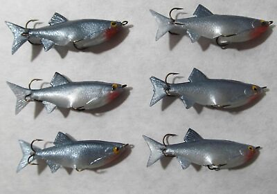 #ad 6 PACK RUBBER MINNOW FISHING LURES 2.5quot; WITH TREBLE BELLY HOOKS HIGH QUALITY $8.90