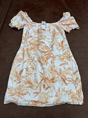 #ad Abercrombie And amp; Fitch Dress White Orange Peach Floral Size Small ST New Short $17.00