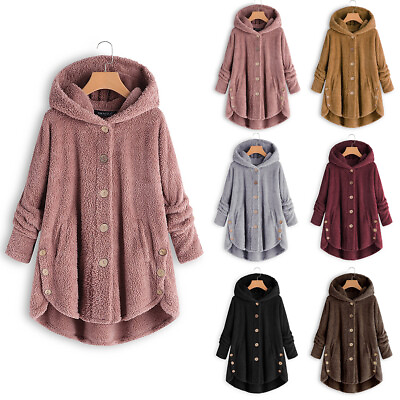 #ad Womens Soft Warm Solid Bear Fluffy Coat Ladies Fleece Jacket Winter Outwear Coat $26.02