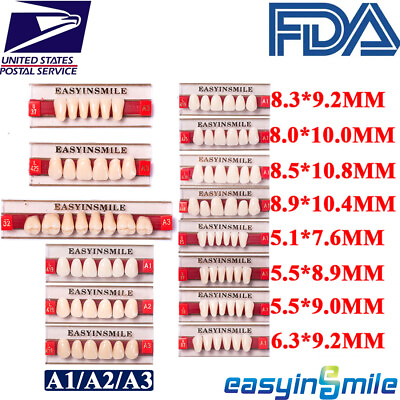 #ad Dental Acrylic Resin DIY Denture False Teeth Full Set Upper Lower A1 A2 A3 USA $17.74