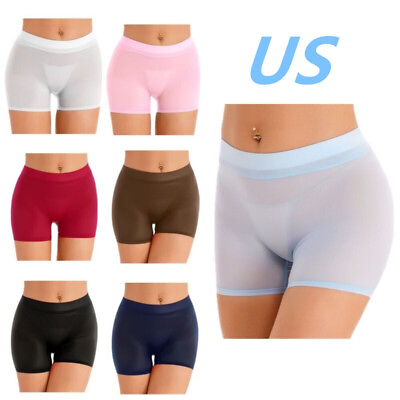 #ad US Womens See Through Ice Silk Shorts Stretchy Boxer Briefs Panties Underwear $3.79