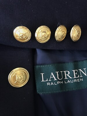 #ad Ralph Lauren Sport Jacket Mens Navy Blue Wool Blazer Gold Button Size 44L $69.99