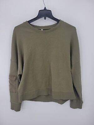 #ad Fabletics Sweatshirt Womens XXL Green Sleeve Pockets Athleisure Pullover $21.55