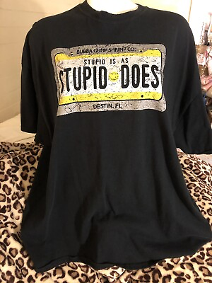 #ad Bubba Gump Shrimp Co Stupid is T shirt 2XL Forrest Gump Destin $9.98