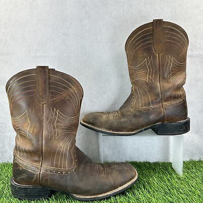 #ad Ariat Heritage Sport Boots Mens Size 10.5 EE Brown Square Toe Cowboy 10010963 $59.87