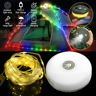 #ad 10M Multifunctional Portable Camping Light Outdoor Waterproof LED String Lights $19.99