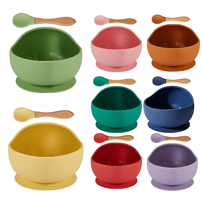 #ad Baby Silicone Suction Bowls Kids Feeding Silicone Bowl Toddlers Plates BPA Free $15.39
