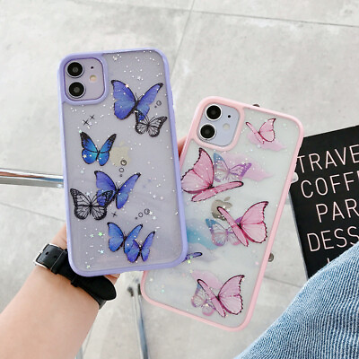 #ad For iPhone 12 11 Pro Max XS XR 7 8 Cute Butterfly Bling Glitter Clear Phone Case $8.85