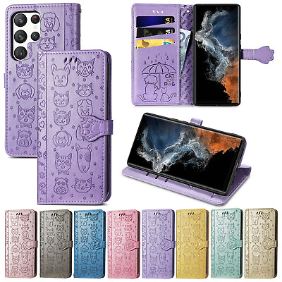 #ad Fr Samsung Galaxy S24 Ultra S23 S22 S21 Cute Pattern Wallet Card Slots Flip Case $9.53