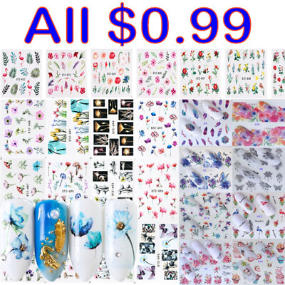 #ad Nail Art Stickers 3D Nails Decals Nail Foil DIY Flower Slider Nail Decoration CA C $1.10