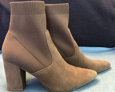 #ad Steve Madden Womens Remy gray Suede Block Heel Pointed Toe Sock Boot Shoes 7.5 $18.96