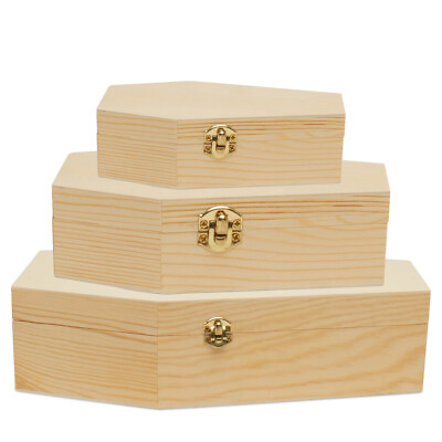 #ad Blank Wooden Coffin Boxes 6quot; 9quot; amp; 12quot; Bundle for Halloween Craft Woodpeckers $260.99
