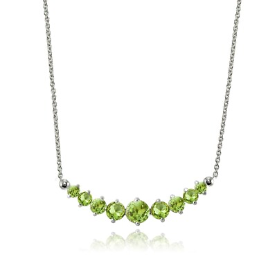 #ad #ad Sterling Silver Peridot Graduated Necklace $23.62