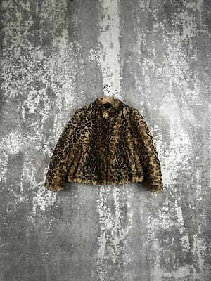 #ad #ad Zara Coat Medium Womens Leopard Print Faux Fur Fuzzy Cheetah $43.99