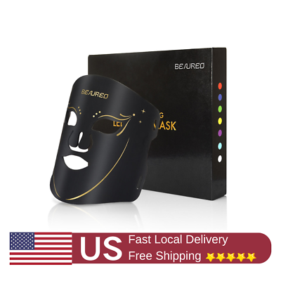 #ad LED Face Mask Red Light Therapy 7 Color Photon Facial Skin Care Beauty Device $37.99