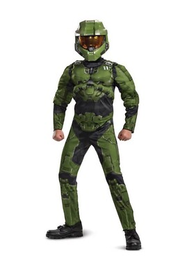 #ad NEW Halo Infinite Master Chief Muscle Padded Kids Costume: Youth Small $18.00